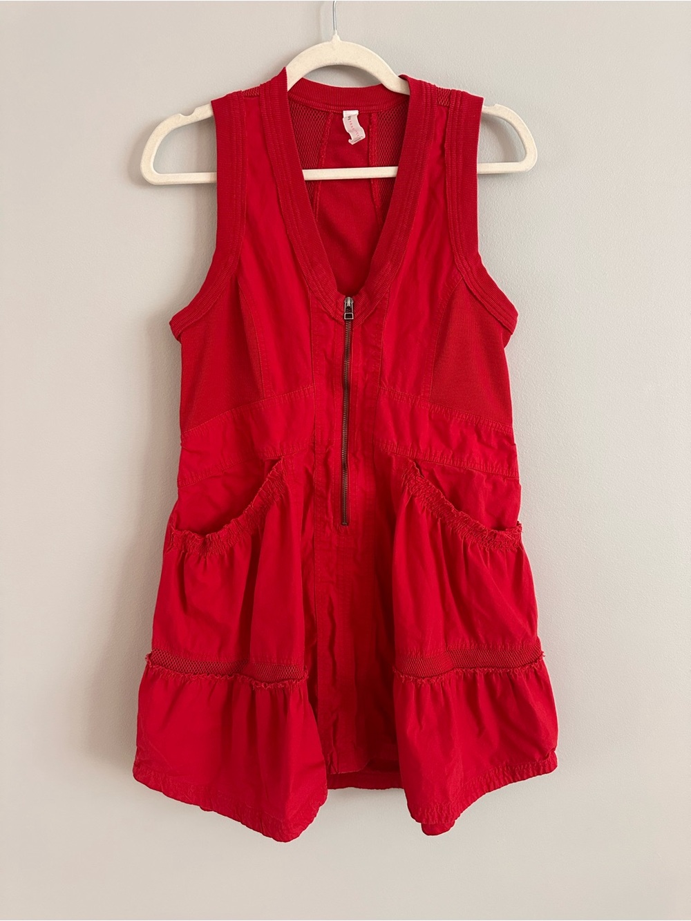Daily Practice Anthropologie Trek Utility Mini Dress Red Utility Zip Front SP